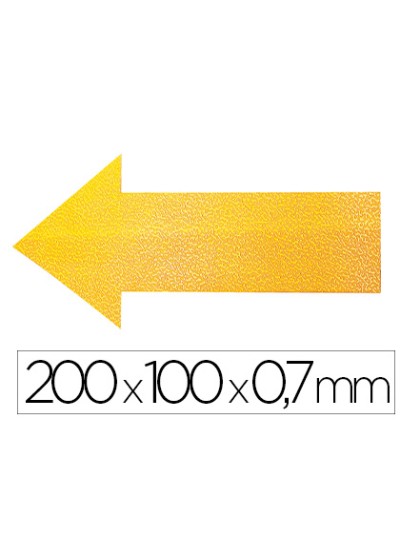 Simbolo adhesivo durable pvc forma de flecha para delimitacion suelo amarillo 200x100x0,7 mm pack de 10