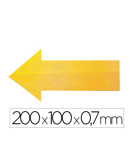 Simbolo adhesivo durable pvc forma de flecha para delimitacion suelo amarillo 200x100x0,7 mm pack de 10