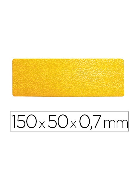 Simbolo adhesivo durable pvc forma de linea para delimitacion suelo amarillo 150x50x0,7 mm pack de 10