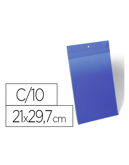 Funda durable magnetica 210x297 mm plastico azul ventana transparente pack de 10 unidades