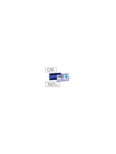 Funda durable magnetica 150x67 mm plastico azul ventana transparente pack de 50 unidades