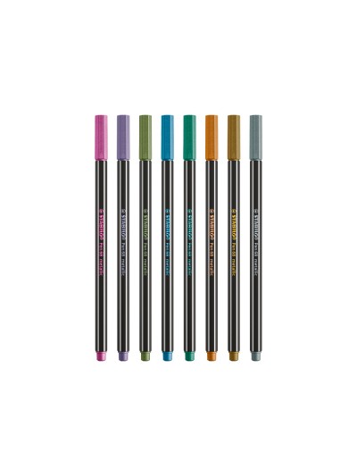 Rotulador stabilo punta de fibra pen 68 metallic estuche plastico de 8 unidades colores surtidos