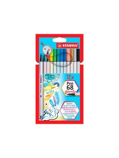 Rotulador stabilo acuarelable pen 68 brush punta pincel estuche de 12 unidades colores surtidos