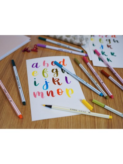 Rotulador stabilo acuarelable pen 68 brush punta pincel estuche de 12 unidades colores surtidos