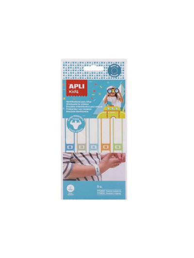 Brazalete identificativo apli kids blister de 5 unidades colores surtidos