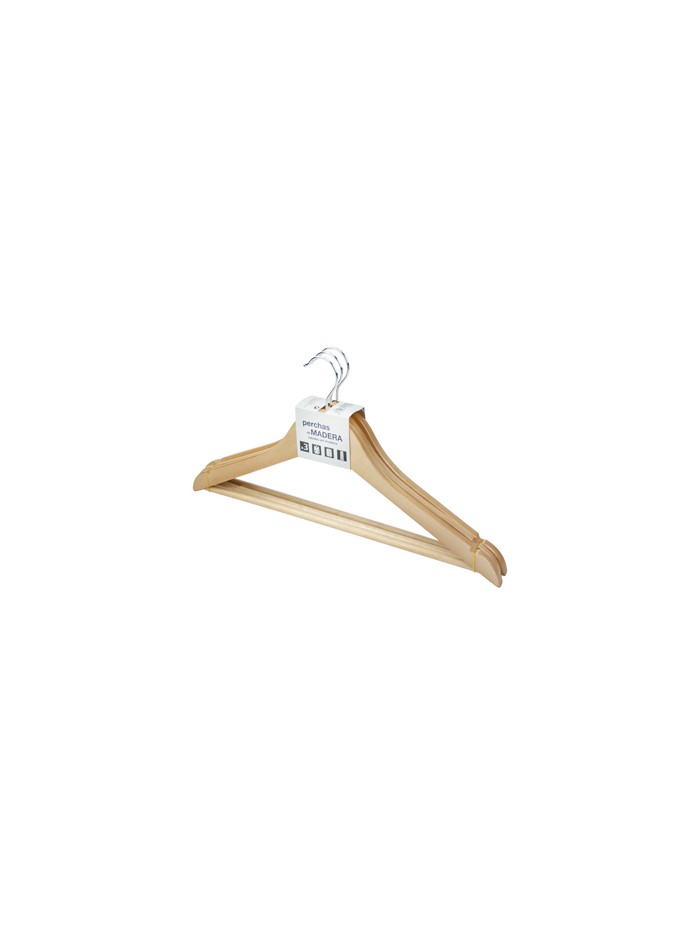 Percha rozenbal madera natural barnizada pack de 3 unidades