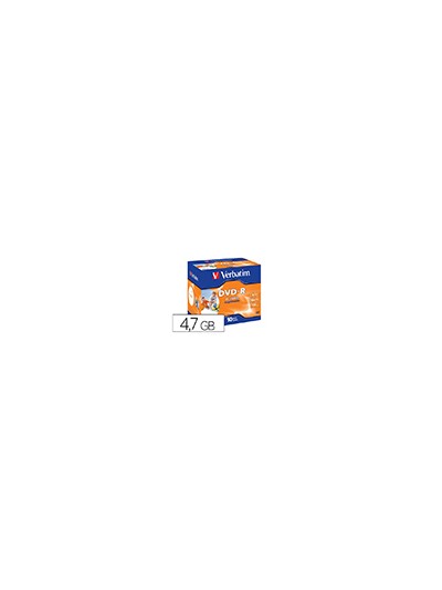Dvd-r verbatim imprimible capacidad 4.7gb velocidad 16x 120 min pack de 10 unidades