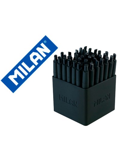 Boligrafo milan p1 retractil 1 mm touch mini negro expositor de 40 unidades