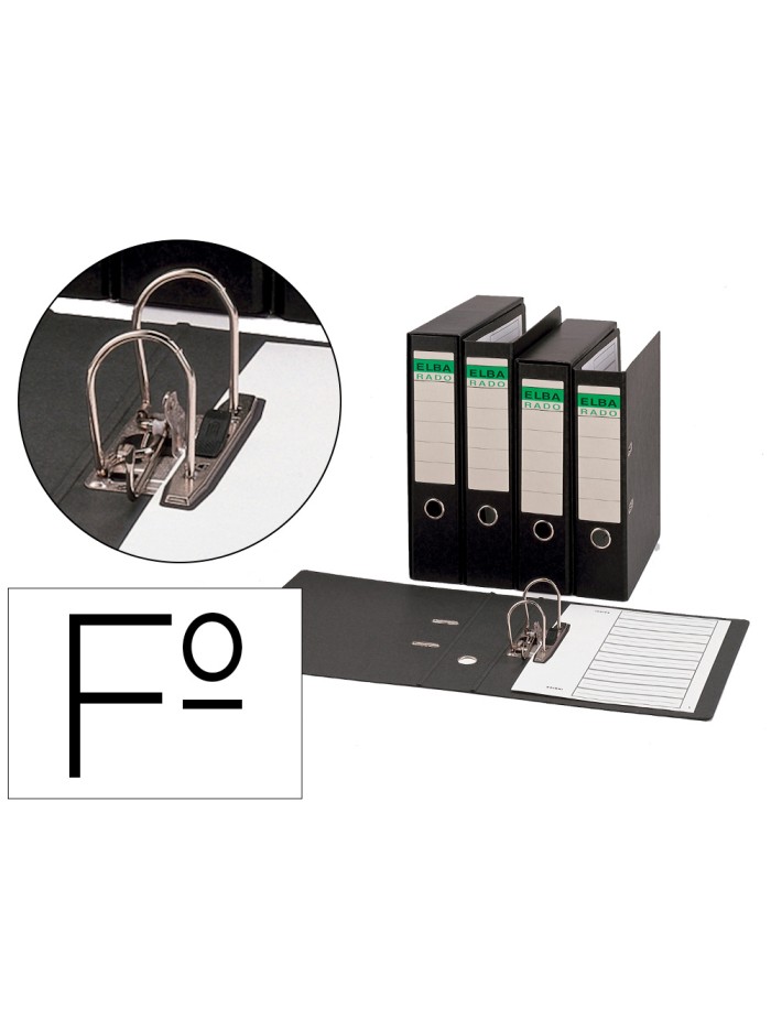 Archivador de palanca elba carton compacto con rado folio lomo de 80 mm negro Archivador de palanca elba carton compacto con rado folio lomo de 80 mm negro