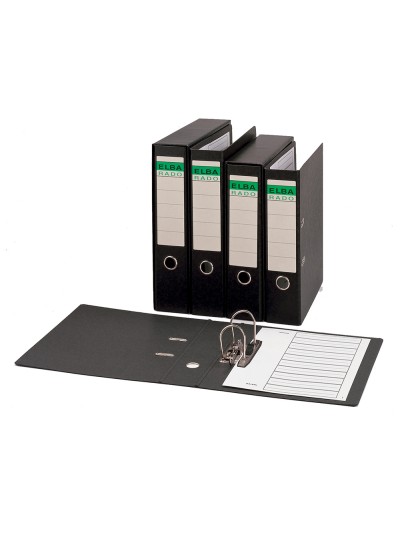 Archivador de palanca elba carton compacto con rado folio lomo de 80 mm negro