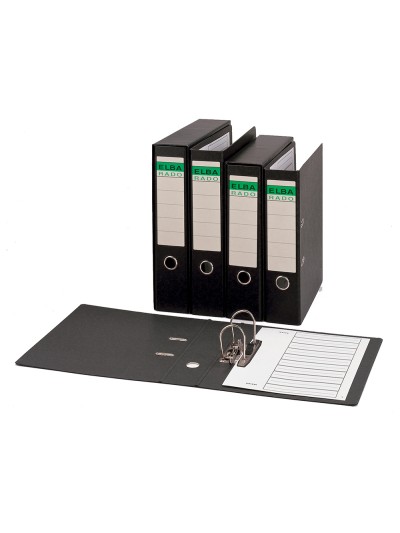 Archivador de palanca elba carton compacto con rado folio lomo de 80 mm negro