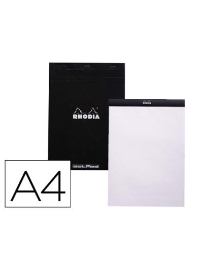 Bloc nota rhodia black dot pad din a4 80 hojas 80 g/m2 liso con puntos negros 5 mm perforado