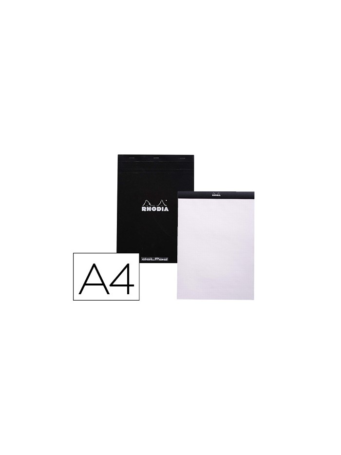 Bloc nota rhodia black dot pad din a4 80 hojas 80 g/m2 liso con puntos negros 5 mm perforado Bloc nota rhodia black dot pad din a4 80 hojas 80 g/m2 liso con puntos negros 5 mm perforado