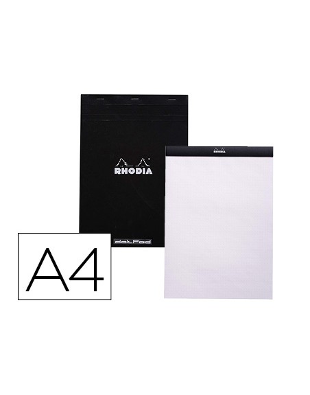 Bloc nota rhodia black dot pad din a4 80 hojas 80 g/m2 liso con puntos negros 5 mm perforado