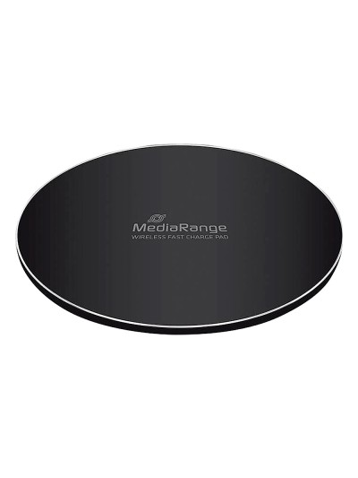 Cargador inalambrico mediarange para smartphones compatible carga rapida qi color negro