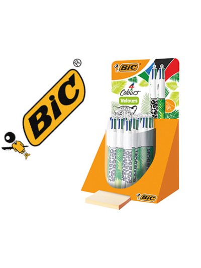 Boligrafo bic cuatro colores velours expositor de 30 unidades surtidas 230x125x149 mm