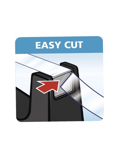 Portarrollo sobremesa tesa plastico easy cut curve negro para cinta de 33 mt x19 mm + 1 cinta tesafilm transparente