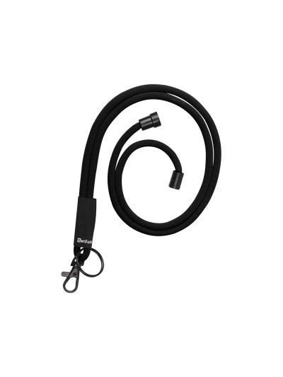 Cordon colgante para identific ador tarifold textil con llavero y mosqueton 43 cm negro pack de 10 unidades