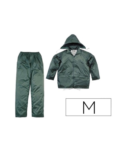 Conjunto de lluvia deltaplus 400 poliester/pvc verde talla m