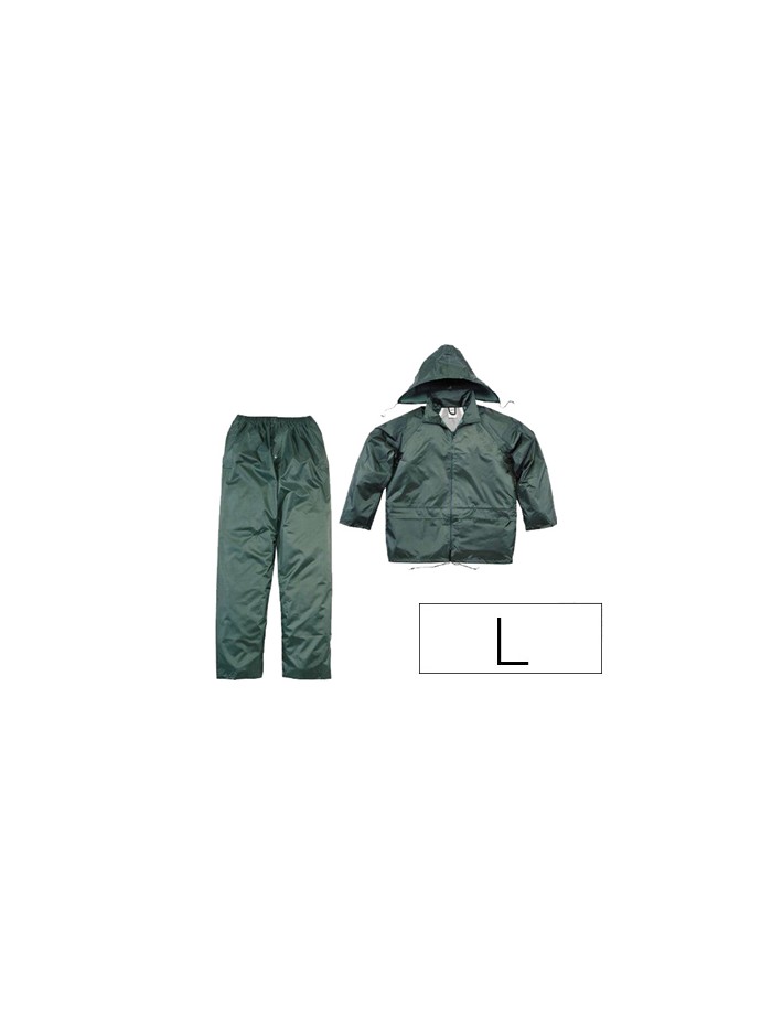 Conjunto de lluvia deltaplus 400 poliester/pvc verde talla l Conjunto de lluvia deltaplus 400 poliester/pvc verde talla l