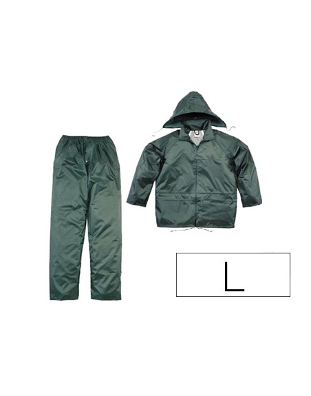 Conjunto de lluvia deltaplus 400 poliester/pvc verde talla l