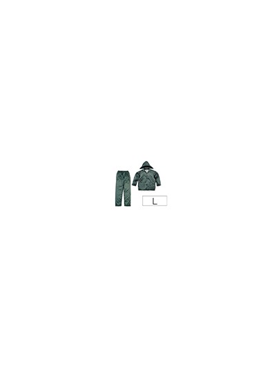 Conjunto de lluvia deltaplus 400 poliester/pvc verde talla l