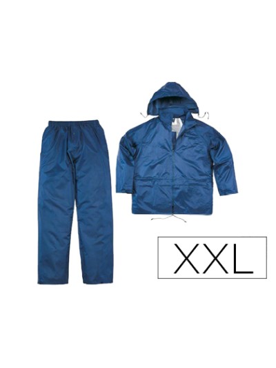 Conjunto de lluvia deltaplus 400 poliester/pvc azul marino talla xxl