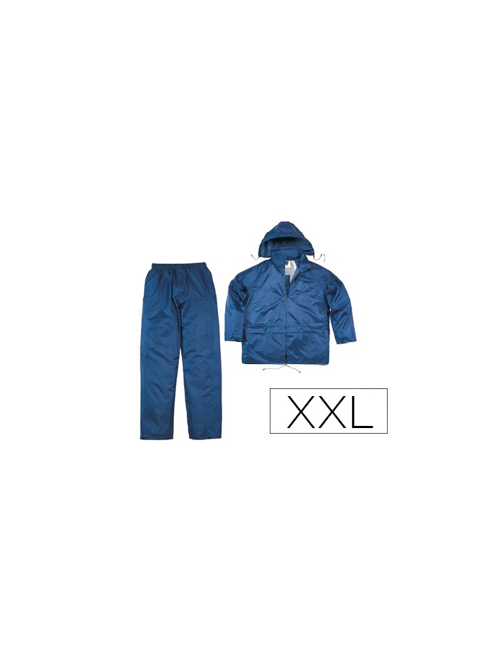 Conjunto de lluvia deltaplus 400 poliester/pvc azul marino talla xxl Conjunto de lluvia deltaplus 400 poliester/pvc azul marino talla xxl