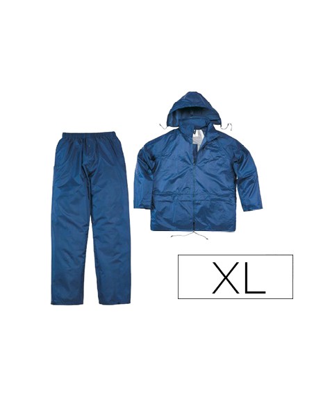 Conjunto de lluvia deltaplus 400 poliester/pvc azul marino talla xl