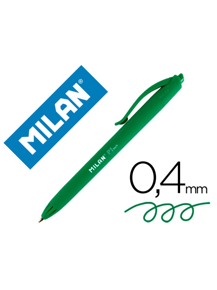 Boligrafo milan p1 retractil 1 mm touch verde Boligrafo milan p1 retractil 1 mm touch verde