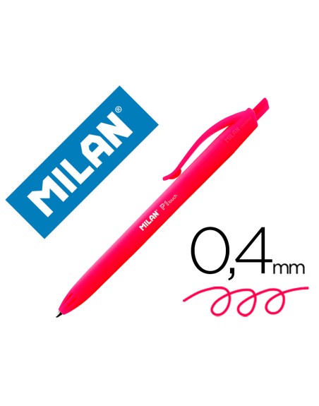 Boligrafo milan p1 retractil 1 mm touch rojo