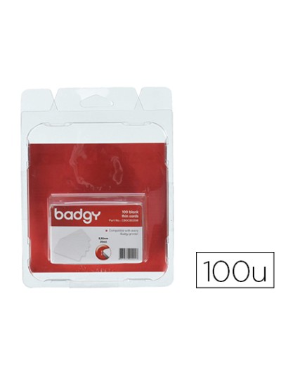 Tarjeta pvc para impresora badgy grosor 0,50 mm pack de 100 unidades