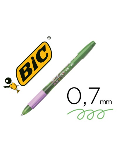 Boligrafo bic gelocity illusion borrable verde punta de 0,7 mm