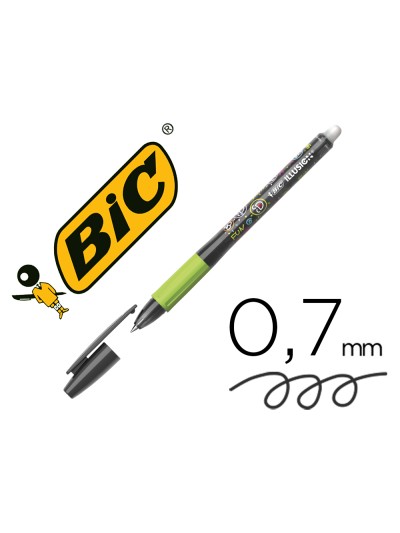Boligrafo bic gelocity illusion borrable negro punta de 0,7 mm