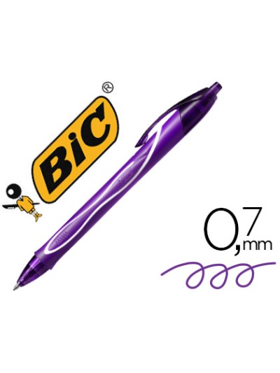 Boligrafo bic gelocity quick dry retractil tinta gel purpura punta de 0,7 mm
