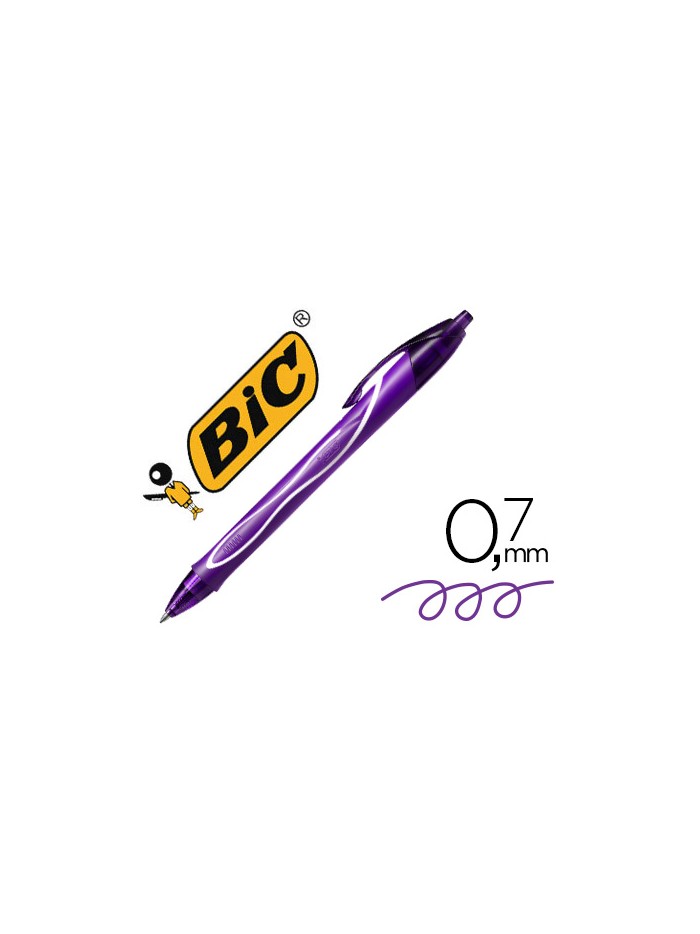 Boligrafo bic gelocity quick dry retractil tinta gel purpura punta de 0,7 mm Boligrafo bic gelocity quick dry retractil tinta gel purpura punta de 0,7 mm