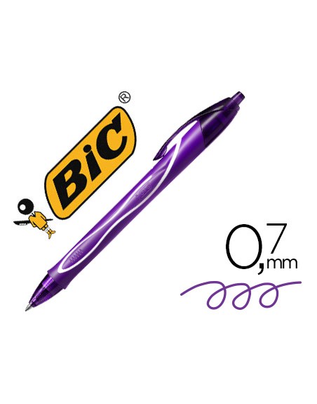 Boligrafo bic gelocity quick dry retractil tinta gel purpura punta de 0,7 mm