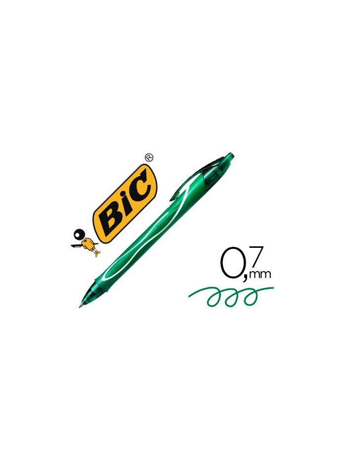 Boligrafo bic gelocity quick dry retractil tinta gel verde punta de 0,7 mm Boligrafo bic gelocity quick dry retractil tinta gel verde punta de 0,7 mm