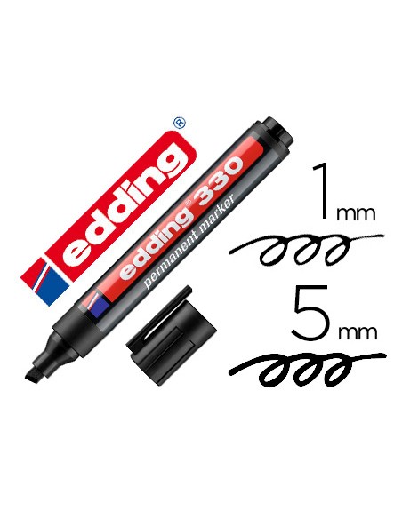 Rotulador edding marcador permanente 330 negro punta biselada 1-5 mm recargable