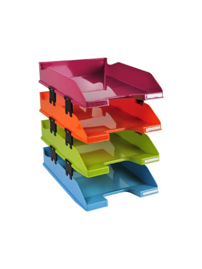 Bandeja sobremesa exacompta plastico arlequin set de 4 unidades colores surtidos 346x254x243 mm
