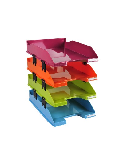 Bandeja sobremesa exacompta plastico arlequin set de 4 unidades colores surtidos 346x254x243 mm