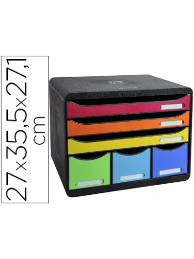 Fichero cajones sobremesa exacompta iderama arlequin 6 cajones multicolores 270x355x271 mm