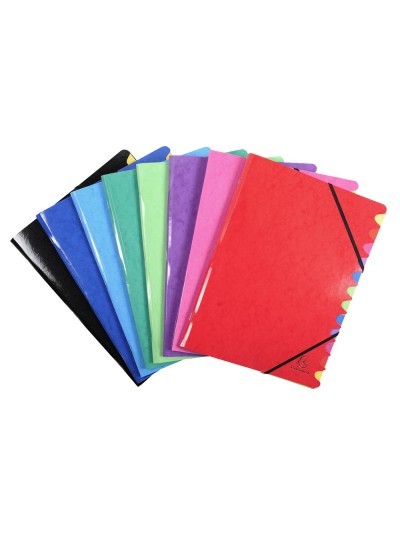 Carpeta clasificadora exacompta iderama 12 departamentos folio gomas carton forrado colores