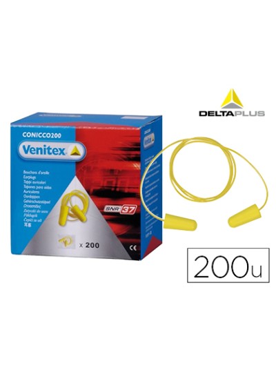 Protector auditivo delta plus conico con cordon caja 200 pares