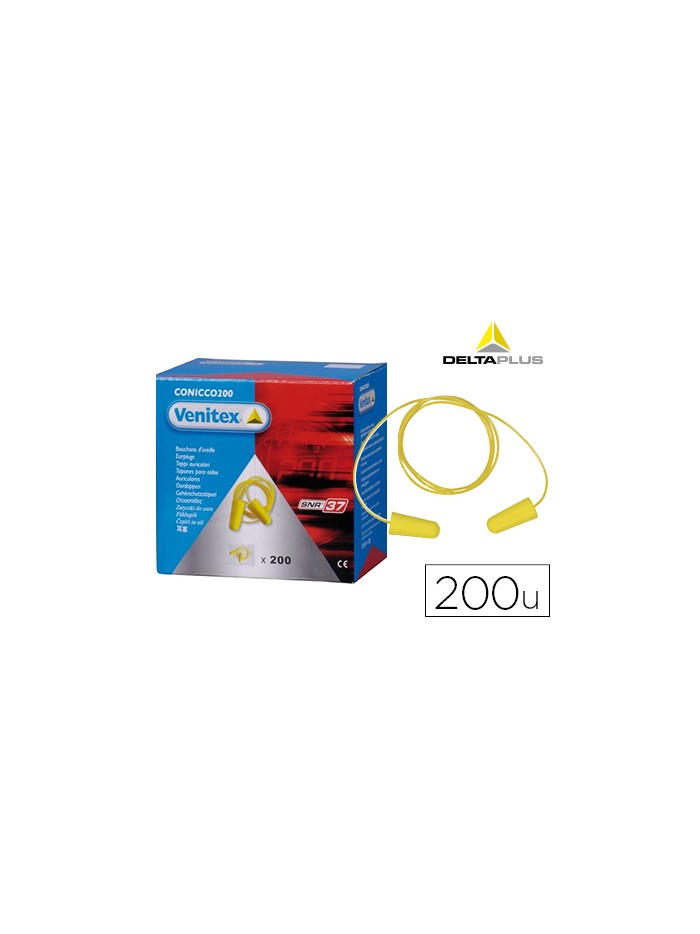 Protector auditivo delta plus conico con cordon caja 200 pares Protector auditivo delta plus conico con cordon caja 200 pares