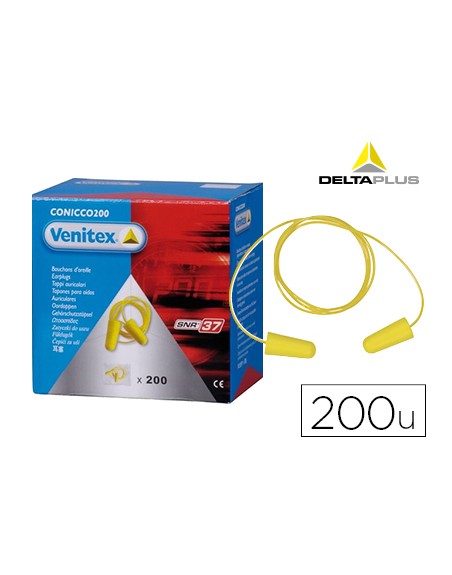 Protector auditivo delta plus conico con cordon caja 200 pares