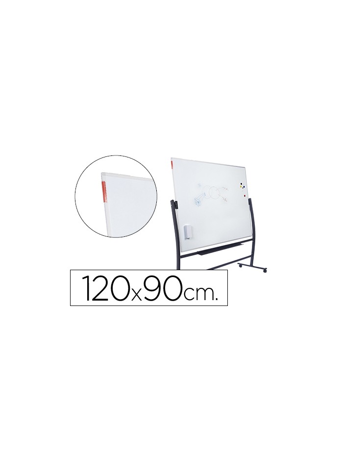 Pizarra blanca rocada vitrificada magnetica con soporte volteable doble cara 90x120 cm Pizarra blanca rocada vitrificada magnetica con soporte volteable doble cara 90x120 cm