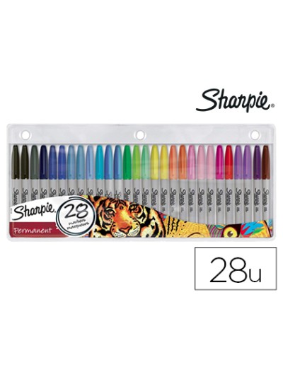Rotulador sharpie permanente punta fina blister de 28 unidades colores surtidos