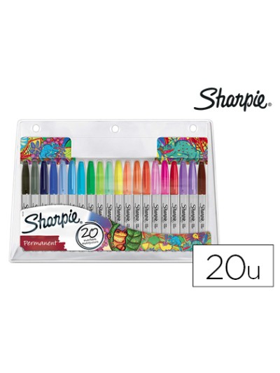Rotulador sharpie permanente punta fina blister de 20 unidades colores surtidos