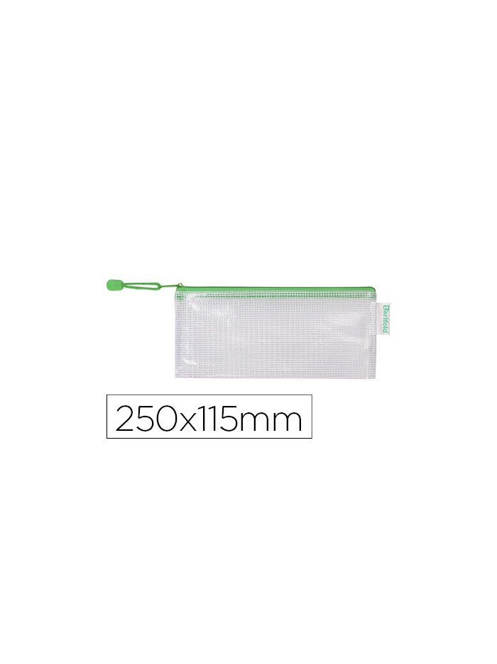 Bolsa multiusos tarifold pvc 250x115 mm apertura superior con cremallera portaboligrafo y correa color verde Bolsa multiusos tarifold pvc 250x115 mm apertura superior con cremallera portaboligrafo y correa color verde